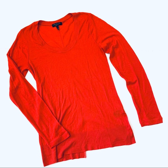 rag & bone Sweaters - Rag & Bone Red Tissue Weight Wool Sweater L